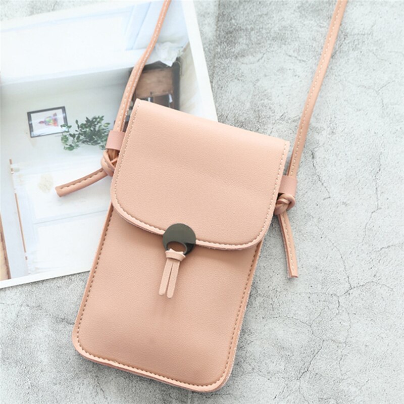Touch Screen Mobiele Telefoon Purse Bag Smartphone Portemonnee Kwastje Lederen Schouderband Handtas Vrouwen Tas: Light Pink