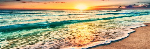 Naturlig guld strand solnedgang landskab plakater og print lærred maleri middelhavs skandinavisk væg kunst billede til stuen: Sort / 60 x 180cm uden ramme