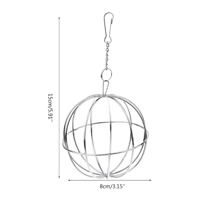 Stainless Steel Round Feeder Automatic Feeding Hanging Hay Ball Hamster Rat Rabbit Pet Toy