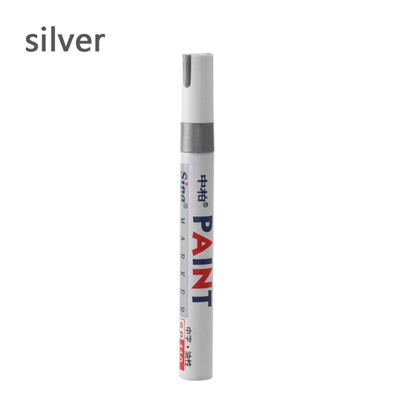 Marcador de tinta de caneta à prova d' água carro do piso do pneu marcador de tinta permanente para qualquer superfície lisa do metal marcação graffiti oleosas papelaria: Prata