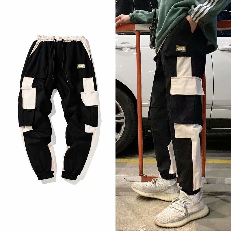 Ambcol Joggingbroek voor heren, punk, cargo, baggy, techwear, hiphop, streetwear, sport, casual broek, zwart-09 X-Large, Zwart-09, XL