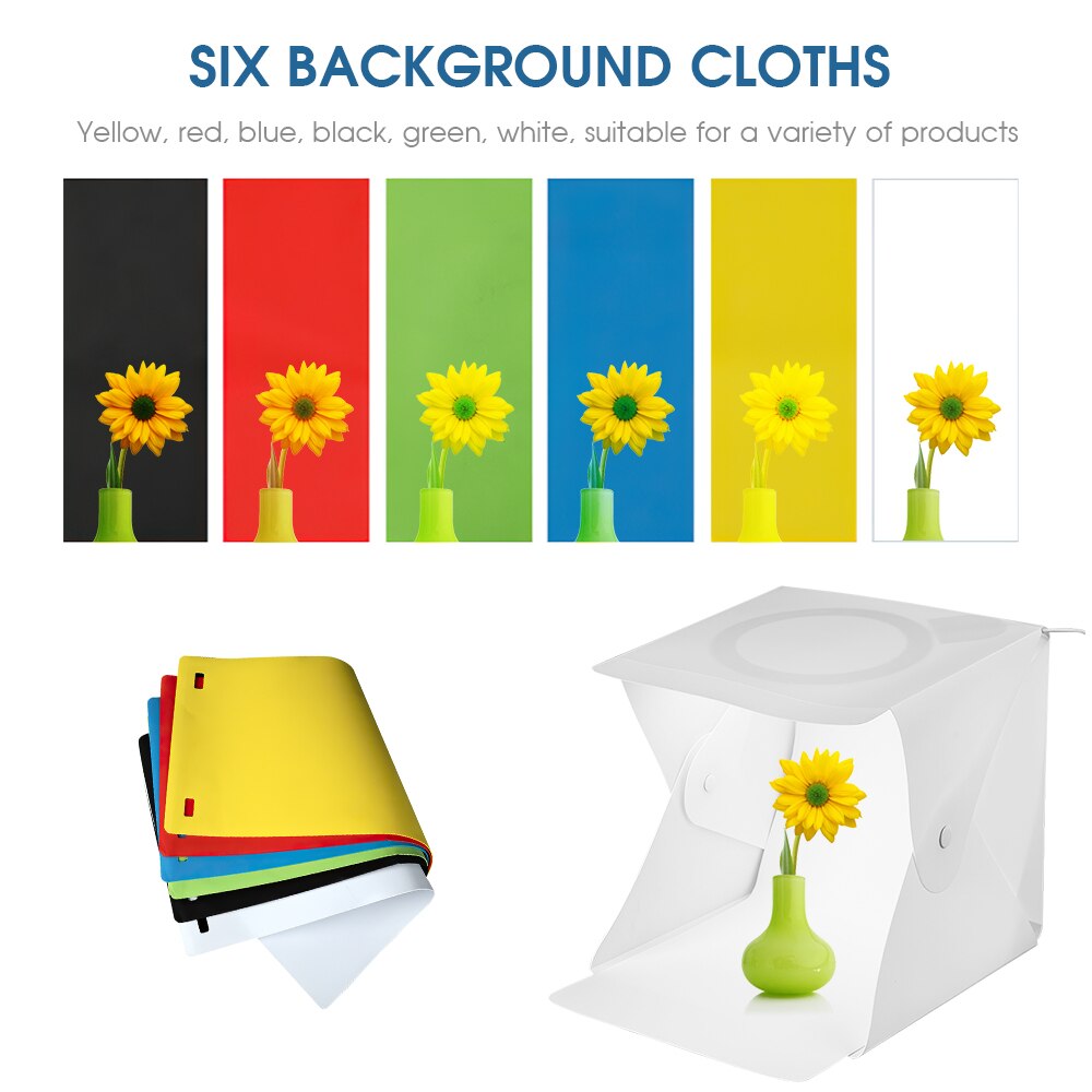 Capsaver Foto Box LED Licht Box Tragbare Fotografie Studio Box 20*20*20cm mit Licht Dimmer Faltbare 3200-5600K für Display