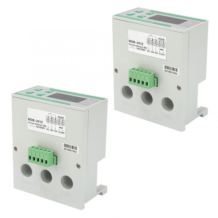 Mdb -201z 220/380v ac digital elektrisk motorbeskytter 2-99a overbelastning fasetap beskytter med vise