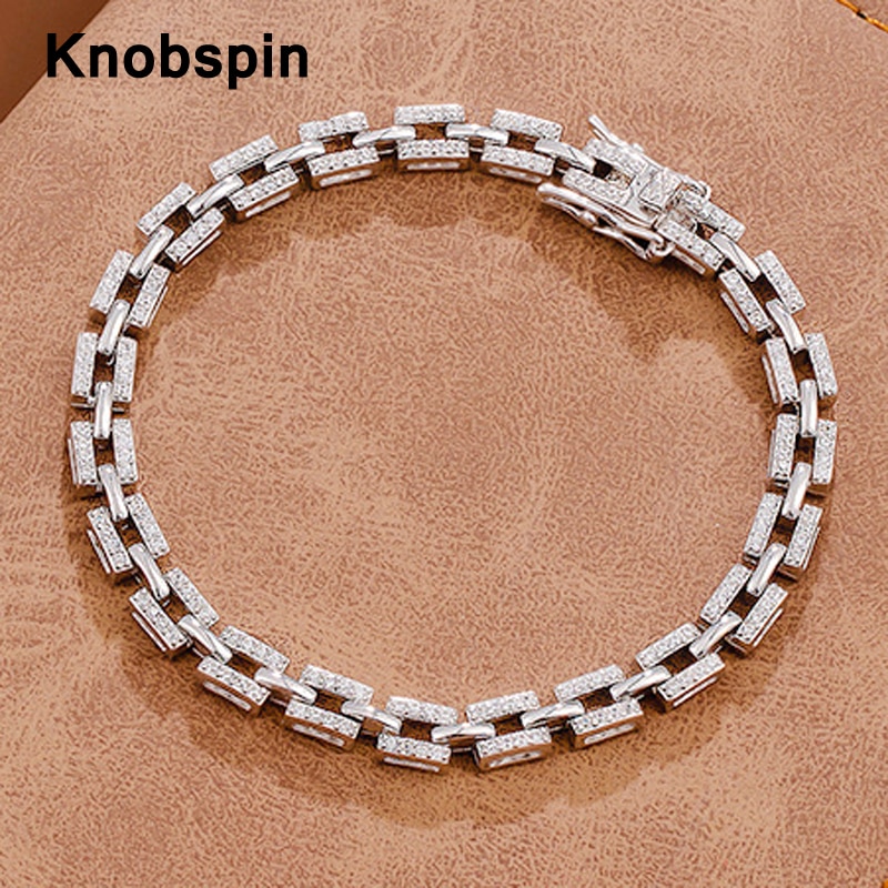 Knobspin-cadenas de plata de ley 100% para mujer, pulseras de amor de de lujo, accesorios de boda, joyería fina para chicas adolescentes, 925