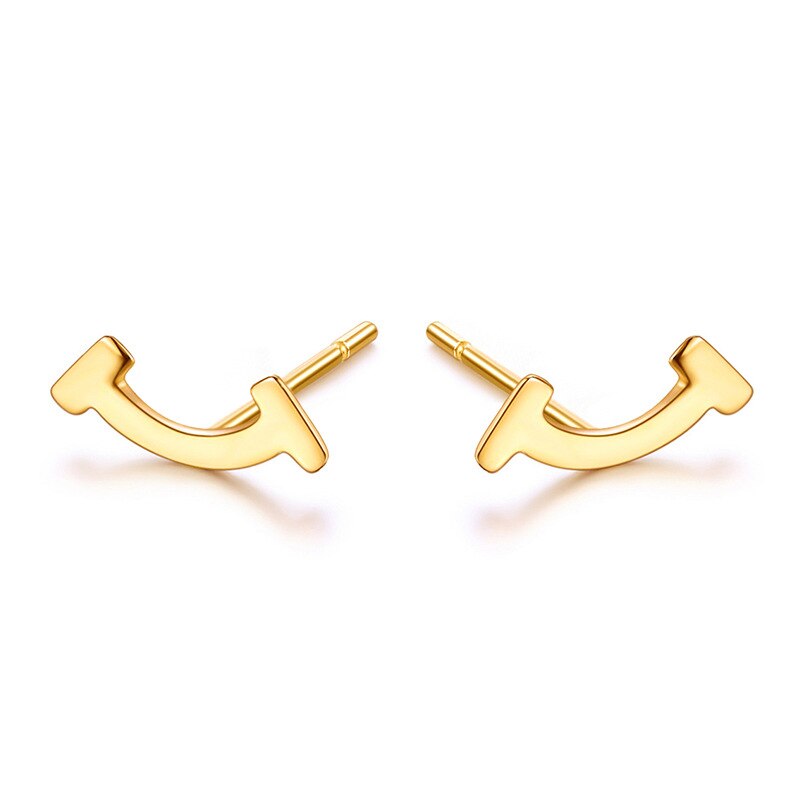 18k goldene smiley-ohrstecker für damen,  au750 schlichte und romantische echtgoldohrringe, hochwertiger schmuck für mädchen: 18k gelbgold