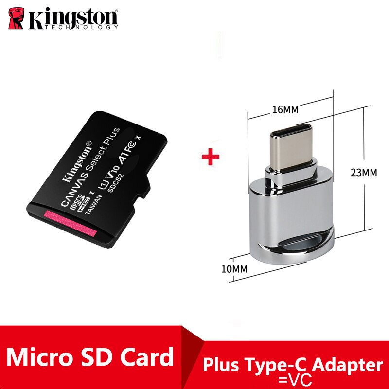 Kingston-tarjeta Micro SD Original, 16GB, 32 GB, 64GB, 128GB, 256GB, 512GB, adaptador de tarjetas Microsd,: SDCS2-128G-VC