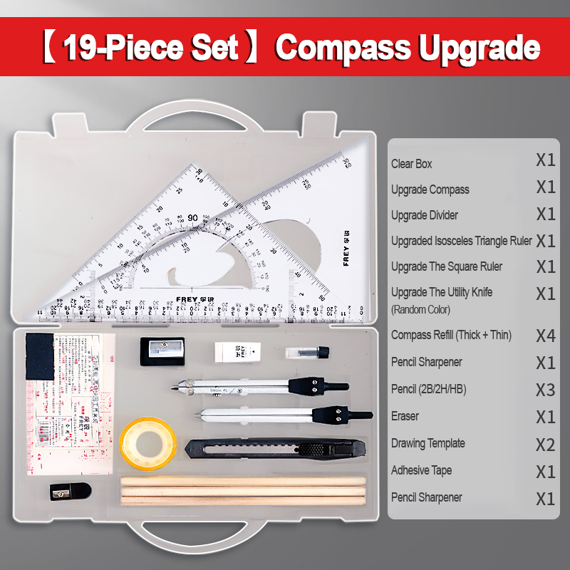 Mechanical drawing tool set, compass for drawing, engineering drawing tool kit for college students, engineering dr: WHITE