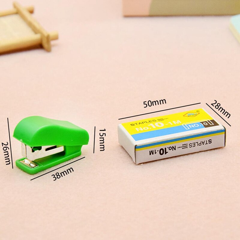 1Set Office Stapler Small Portable Stapler Staples Set Office Binding Stationery Student Color Random
