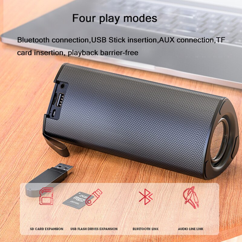 Draagbare bluetooth 5.0- luidspreker met usb-stick, tf-kaartweergave, dubbele hoorns, subwoofer, tws, draadloze aux-ingangskolom