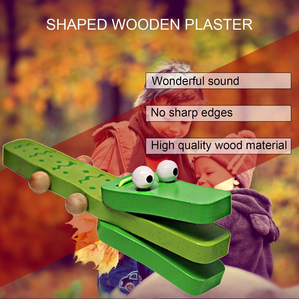 Orff Wereld Krokodil Vorm Houten Castanet Baby Muziekinstrument Cartoon Baby Musical Instrument Educatief Speelgoed Rammelaar Speelgoed