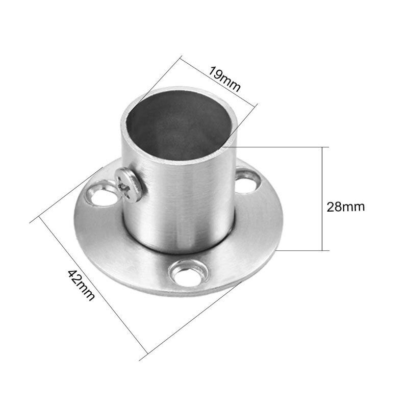 Wardrobe Pipe Bracket, Wall Mount Hanging Rail Rod Support Socket 4pcs