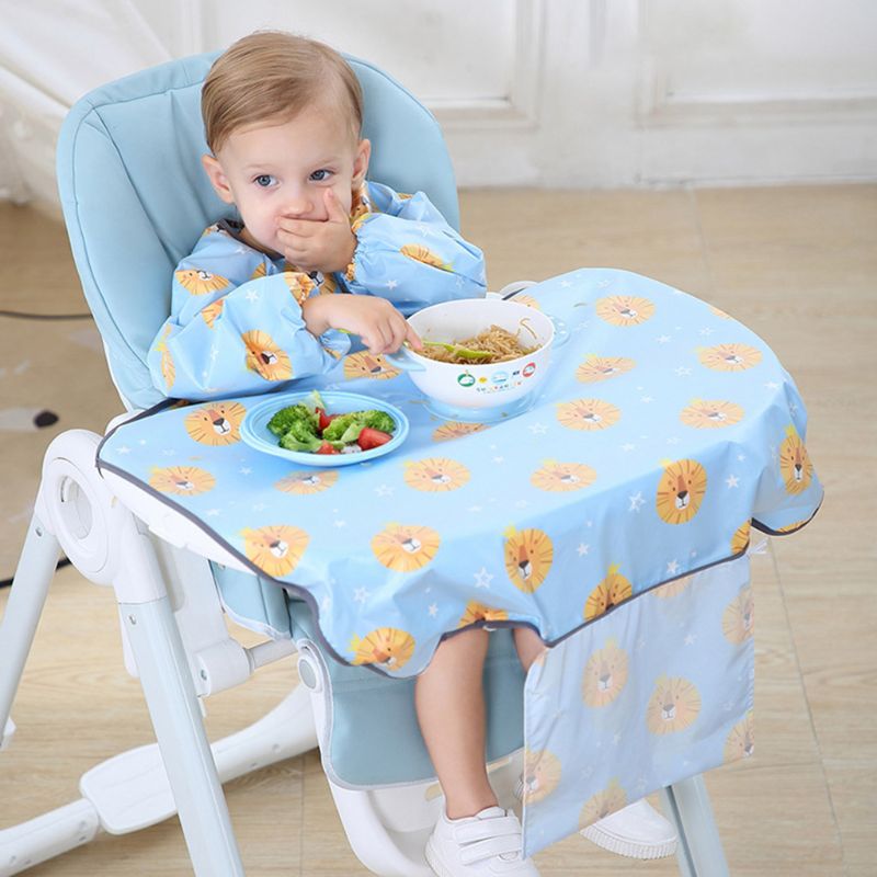 1 Pc Newborns Bib Table Cover Baby Dining Chair Gown Waterproof Saliva Towel Burp Apron Food Feeding Accessories: Blue