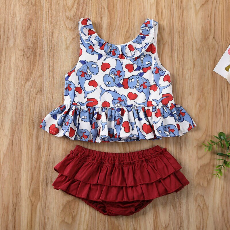 0-24M Peuter Kids Meisjes Kleding Sets Bloemen Print Mouwloos Vest + Shorts