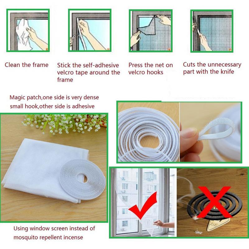 Window Screens Mosquito Netting Flying Curtain Insect Sandfly Anti-Fly Netting Velcro Curtain Mesh Door Screens