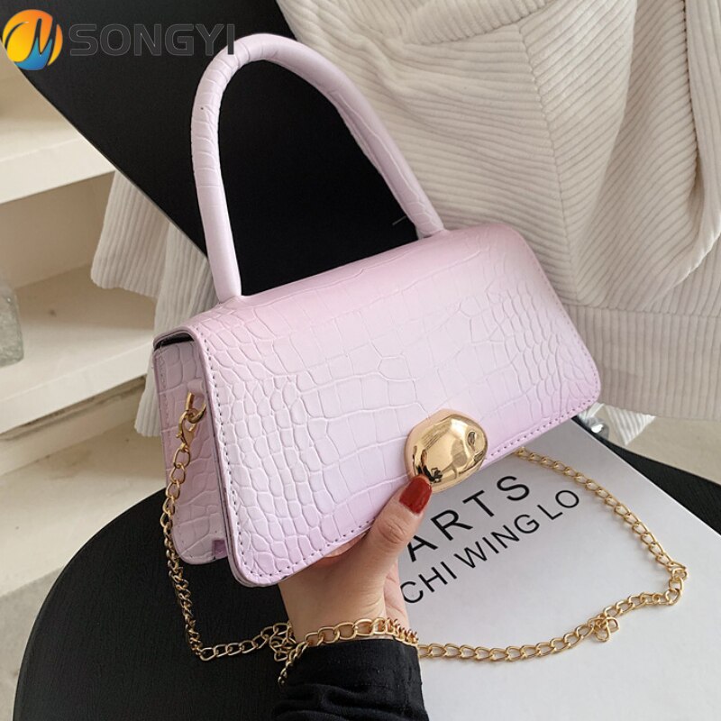 BANKUO Womens Bags Vintage Crocodile Print Shoulder Bag Chain Handbags PU Leather Crossbody Bags for Women Z393