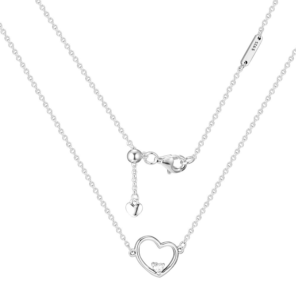Asymmetrische herz-halskette 100% 925 sterlingsilber