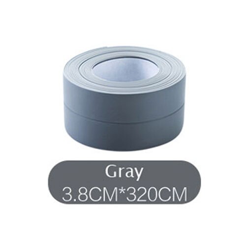 3.8cm*320cm diskbänk band tejp väggdekal badrum dusch vägg gap för heminredning självhäftande pvc vattentäta klistermärken: Grå
