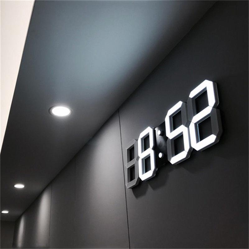 Modern 3D LED Wall Clock Modern Digital Alarm Clocks Display Home Living Room Office Table Desk Night Wall Clock Display