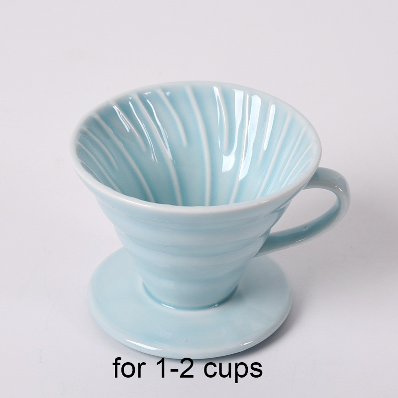 Keramische Koffie Druppelaar Motor V60 Stijl Koffie Drip Filter Cup Permanente Giet Over Koffiezetapparaat Brewer met Aparte Stand Cafe: Blue S