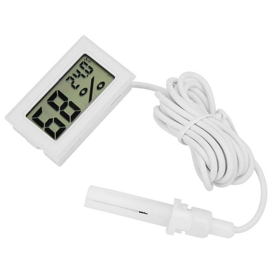 High Mini LCD Humidity Thermometer with Probe 1 5m Line DC 1 5V