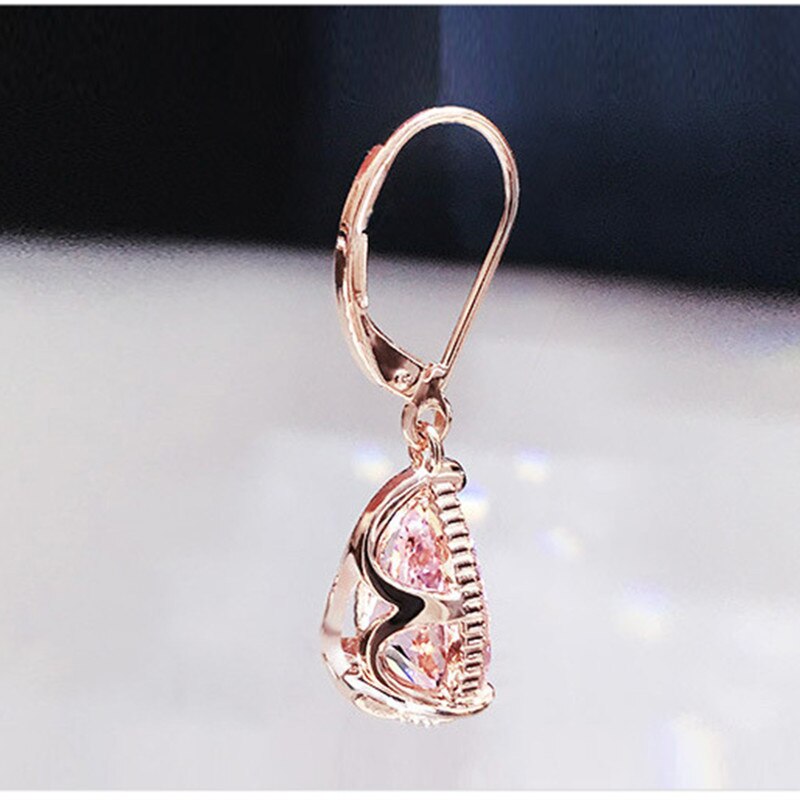 S925 sølv øreringe til kvinder vand pink cubic zirconia bryllup forlovelse brudesmykker dangle ørering cce 624