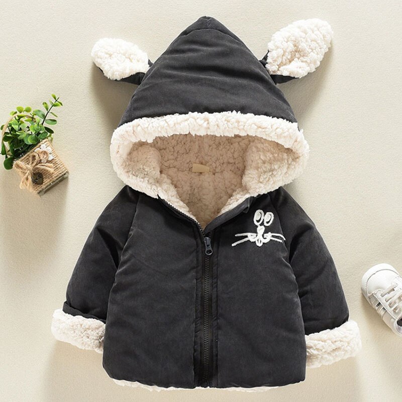 Voor Winter baby jongens meisje kleding outfits overalls dikke warme lamswol katoenen jas pasgeborenen baby kleding bovenkleding jassen: black coat / 6m