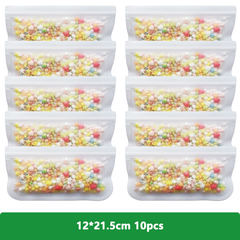 1/5/10 stk. genanvendelige opbevaringsposer til mad, bpa-fri fryseposer, silikone lynlåsposer til rejsekød, salat, frugt eller opbevaring af mad: Gul