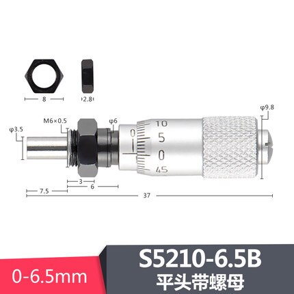 Round Needle Type Thread Micrometer Flat Head Measurement Measure Tool 0 - 6.5mm Range Measuring Gauge Tool: S5210-6.5B