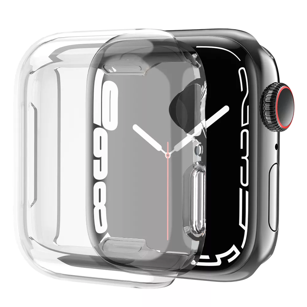 Coque de protection antichoc complète en TPU pour Apple Watch, pour Apple Watch série 7, 45MM, 41MM: transparent / Series 7 45MM
