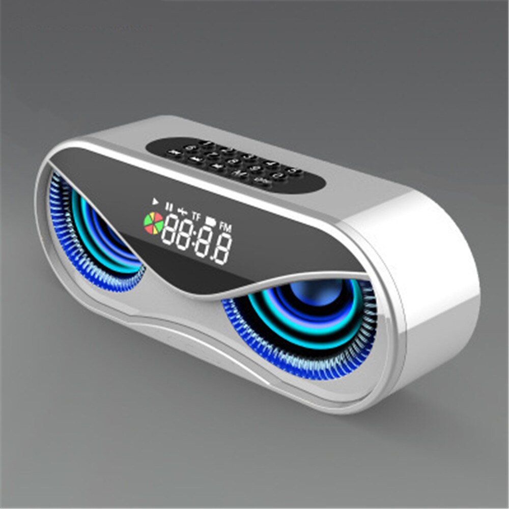 M6 auto bluetooth speakers led flash draadloze luidspreker fm radio wekker tf kaart u disk handsfree bellen bas luidspreker: Zilver