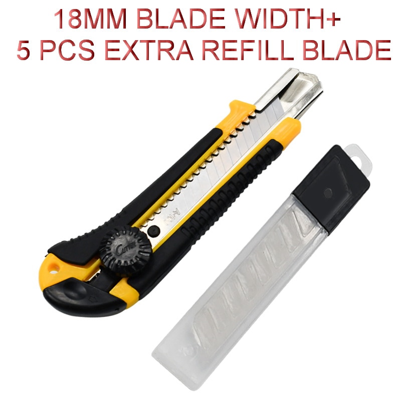 Utility knife box cutter 18mm retractable and automatic charging-perfect for daily use, ABS body ultra-sharp blades