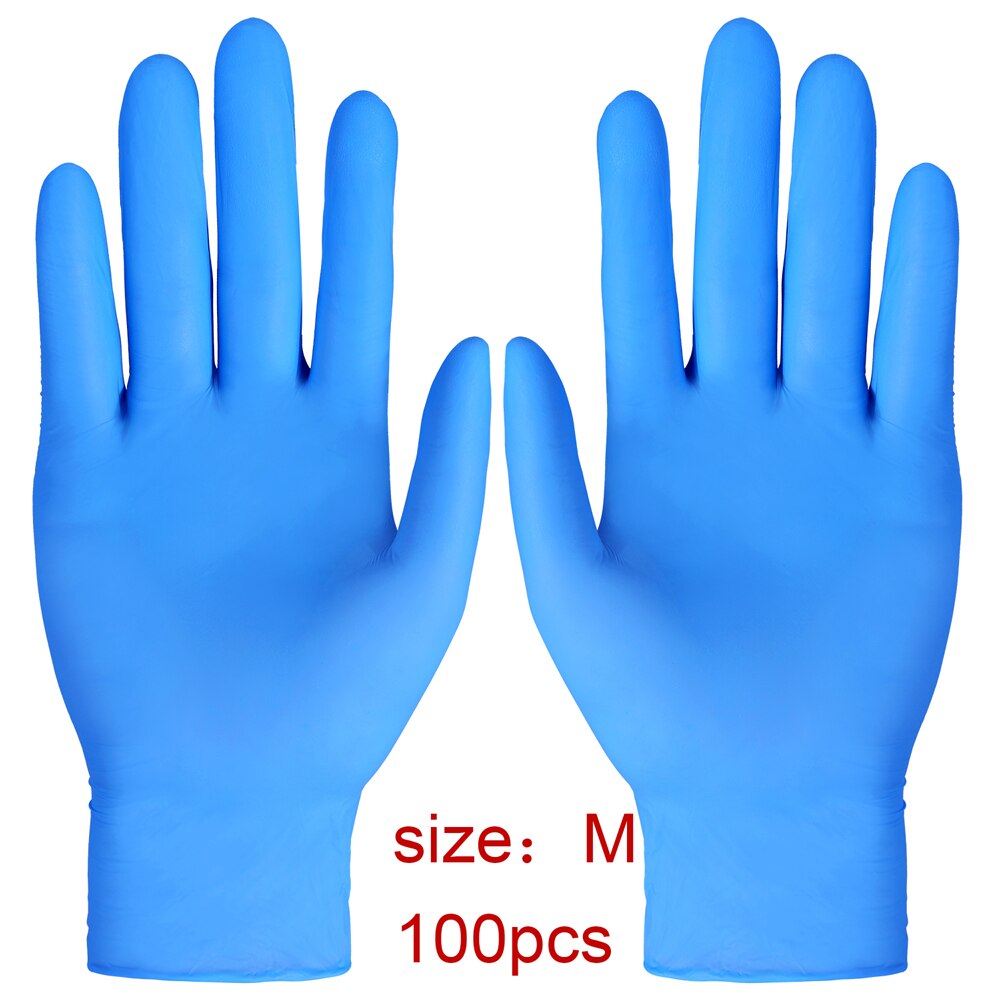 100 Stks/partij Huishoudelijke Wegwerphandschoenen Keuken Schoonmaken Handschoenen Universele Wegwerp Waterdichte Nitril Rubber Afwassen Tool: blue