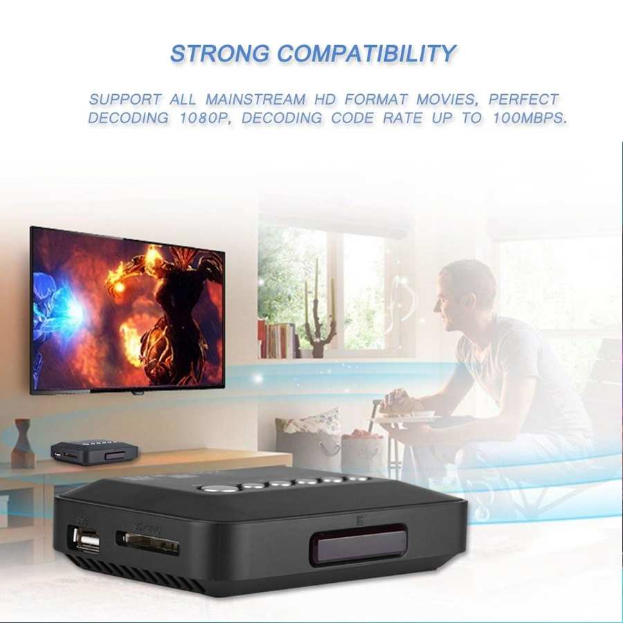 Reproductor multimedia Hd 1080P HD HDMI, compatible con Audio y vídeo, caja con Control remoto IR, 110V-240V