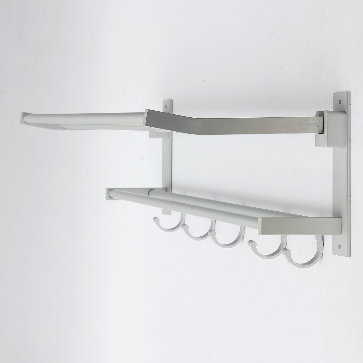Alumimum Opvouwbare Badkamer Handdoek Rack Holder Opslag Hanger Keuken Hotel Handdoek Kleren Plank Met 5 Haken