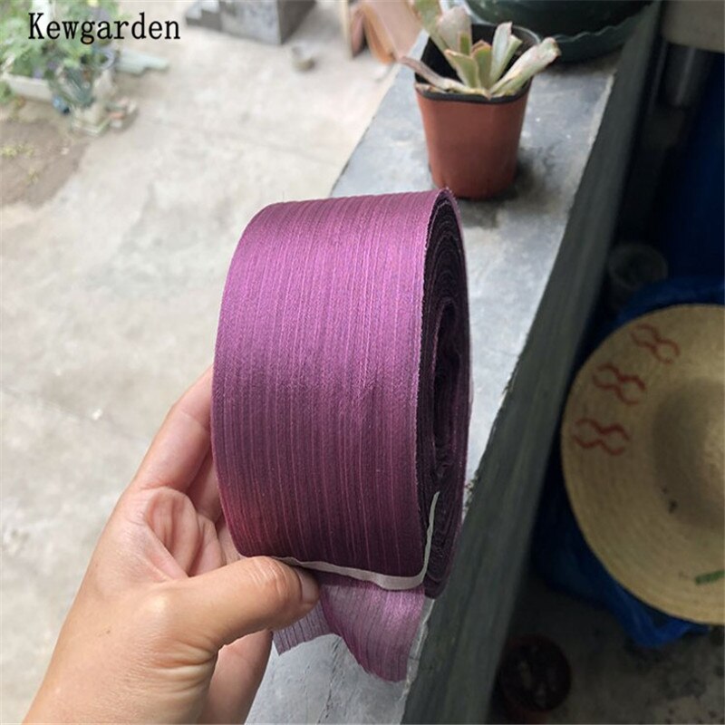 Kewgarden 6cm- stribet rynke tyl bånd håndlavet tape voile bånd gør-det-selv-sløjfe tilbehør bånd 50 yards: Violet