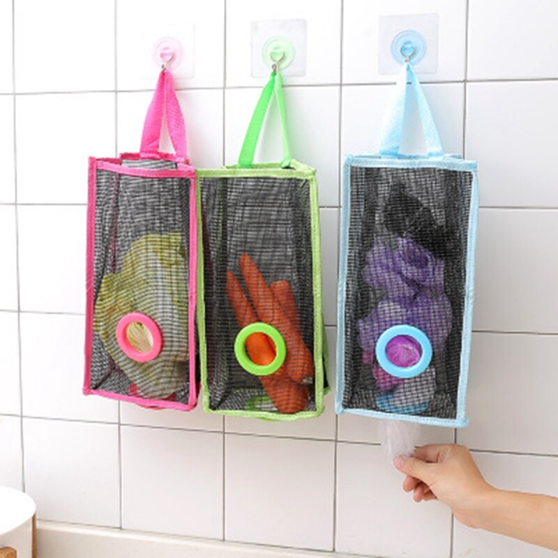 1Pc Plastic Garbag Bag Holder Stand Rubbish Trash Basket Wall Mounted Hanging Storage Box Organizer Rack Kitchen Accessories