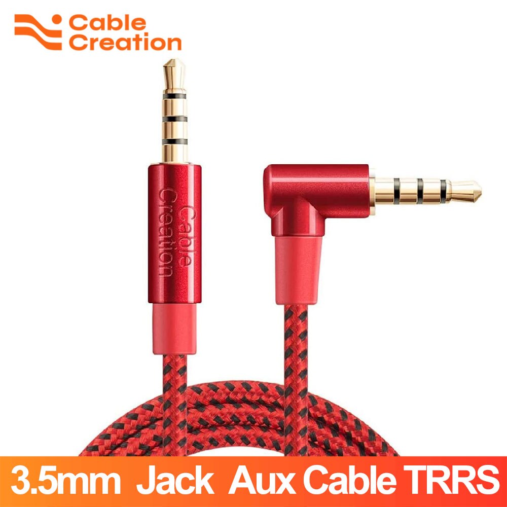 Cablecreation 3.5Mm Jack Aux Kabel Audio Trrs Man Op Man Haakse Hifi Stereo Kabel Ondersteuning Luisteren &amp; Microfoon auto