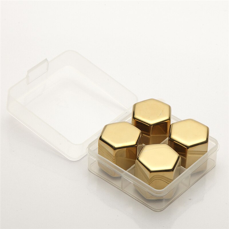 Hexagon Shape Golden Stainless Steel Whisky Ice Cubes Bar Vodka Whisky Wine Beer Cooler Rocks Coolers Holder Boxed Chiller Tools: Blue
