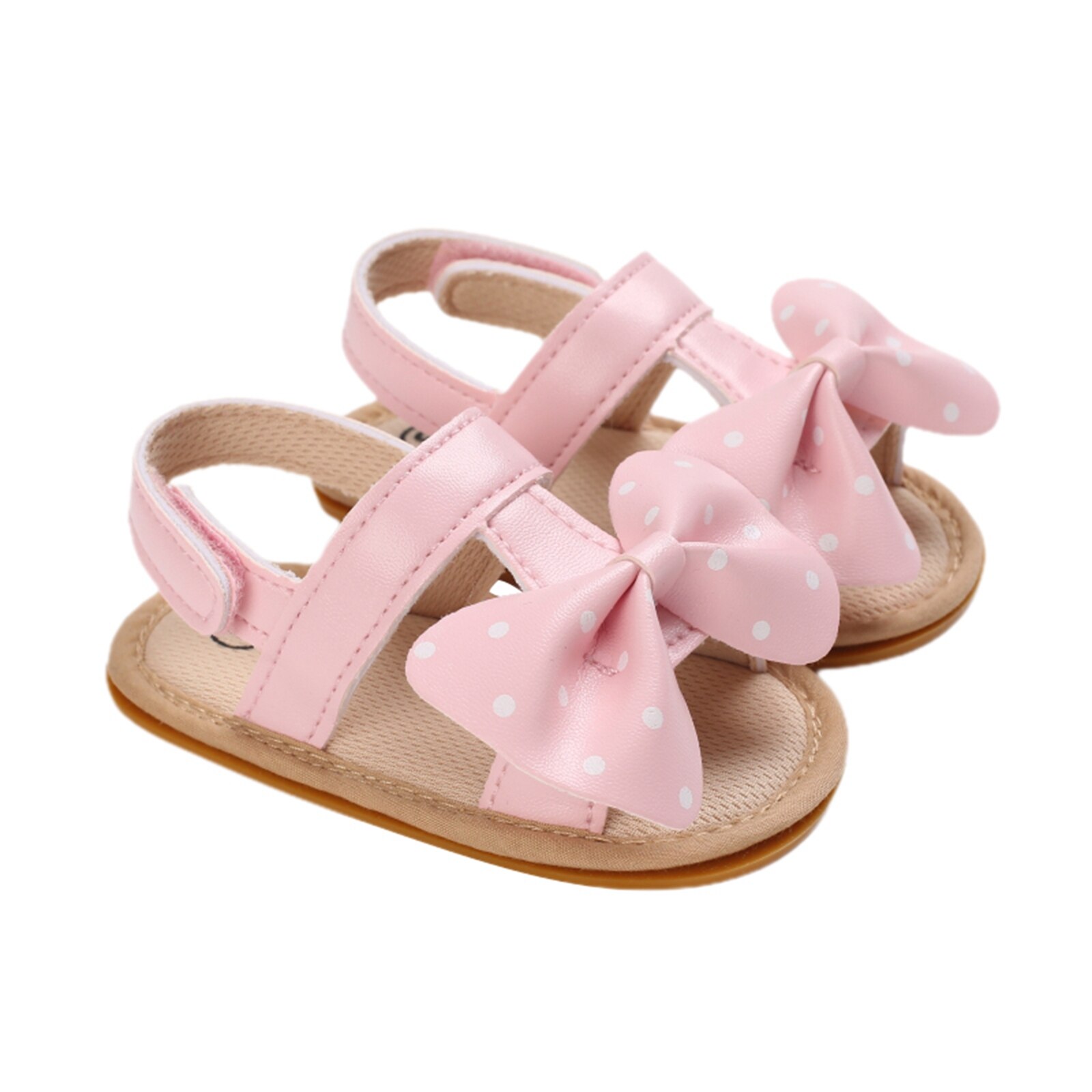 Babyschuhe für mädchen, flache sandalen mit hochwertiger, weicher gummisohle, rutschfest, Ideal für Höhle sommer, mit schleife, wellenmuster und schnüSprosse, lauflernschuhe
