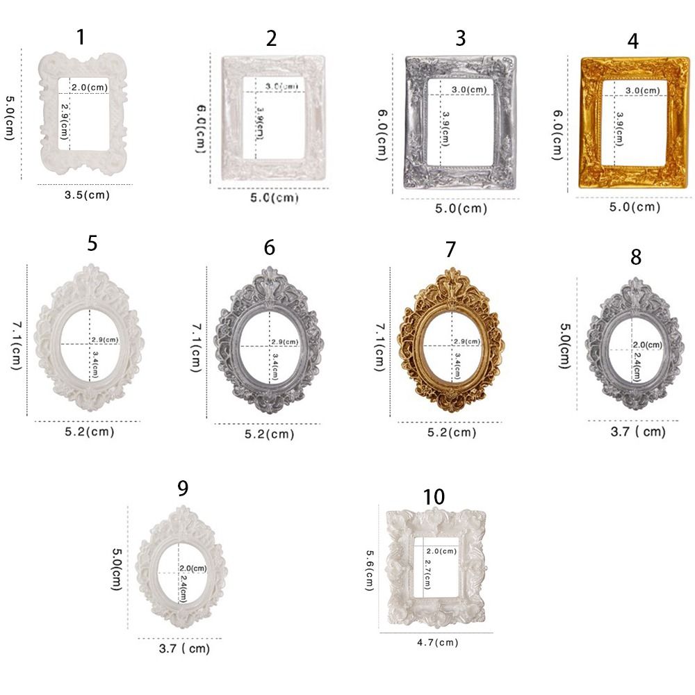 Durable DIY Resin Photo Frame Rustic Miniature Mini Mirror Props 3D Mirror Small Model Phone Shell Material