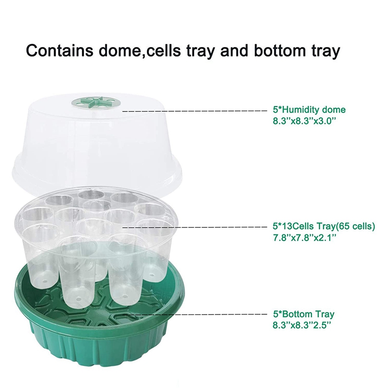 Adjustable Seed Starter Tray Humidity with Dome Base Greenhouse Grow Trays Mini Propagator for Seeds Growing Starting