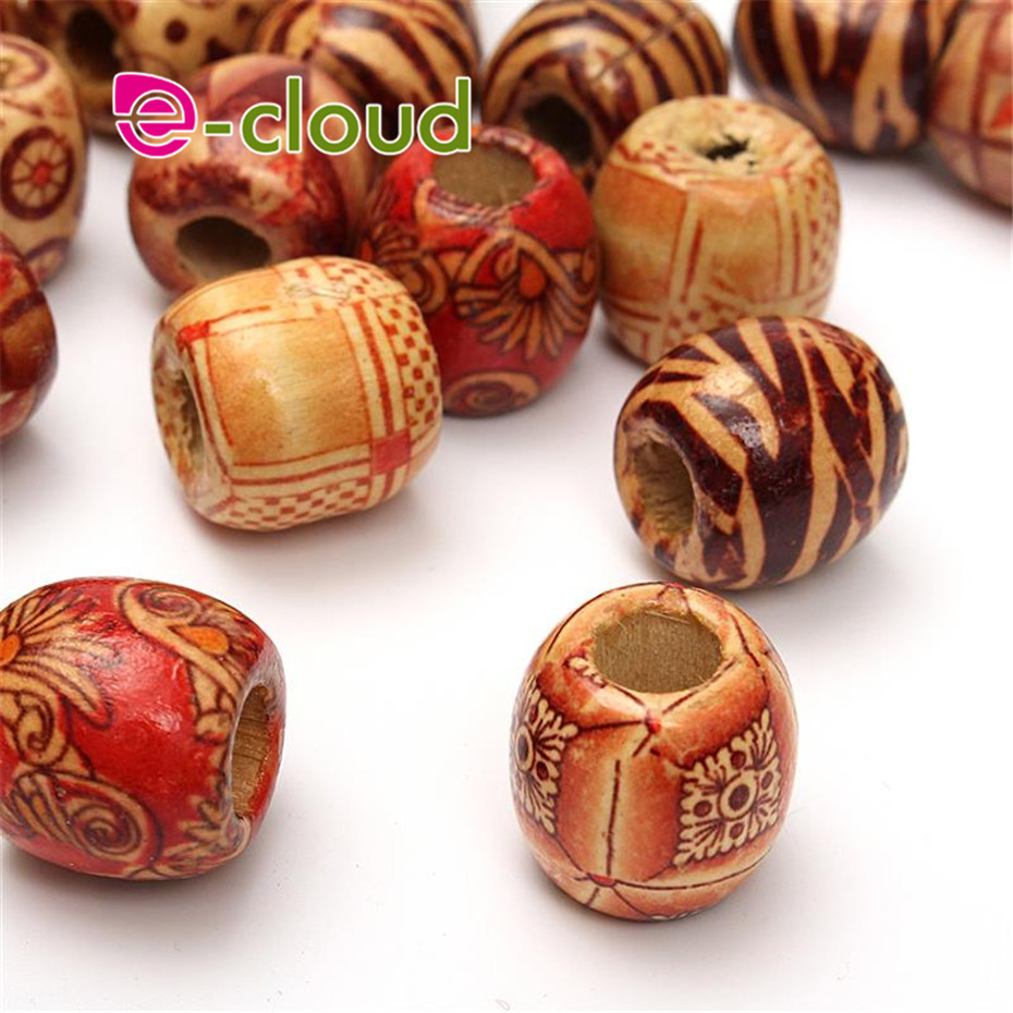 12-17Mm 100Pcs Dreadlock Kraal Houten Haar Kralen Voor Vlechten Haar Grote Gat Dreadlock Kraal/Ring voor Vlechten Haarverlenging