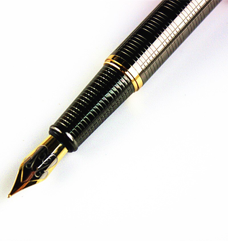 Lote de bolígrafos estilográficos DIKA WEN Sonnet, pluma estilográfica de Metal gris con grabado, plumas de de lujo, papelería, Caneta