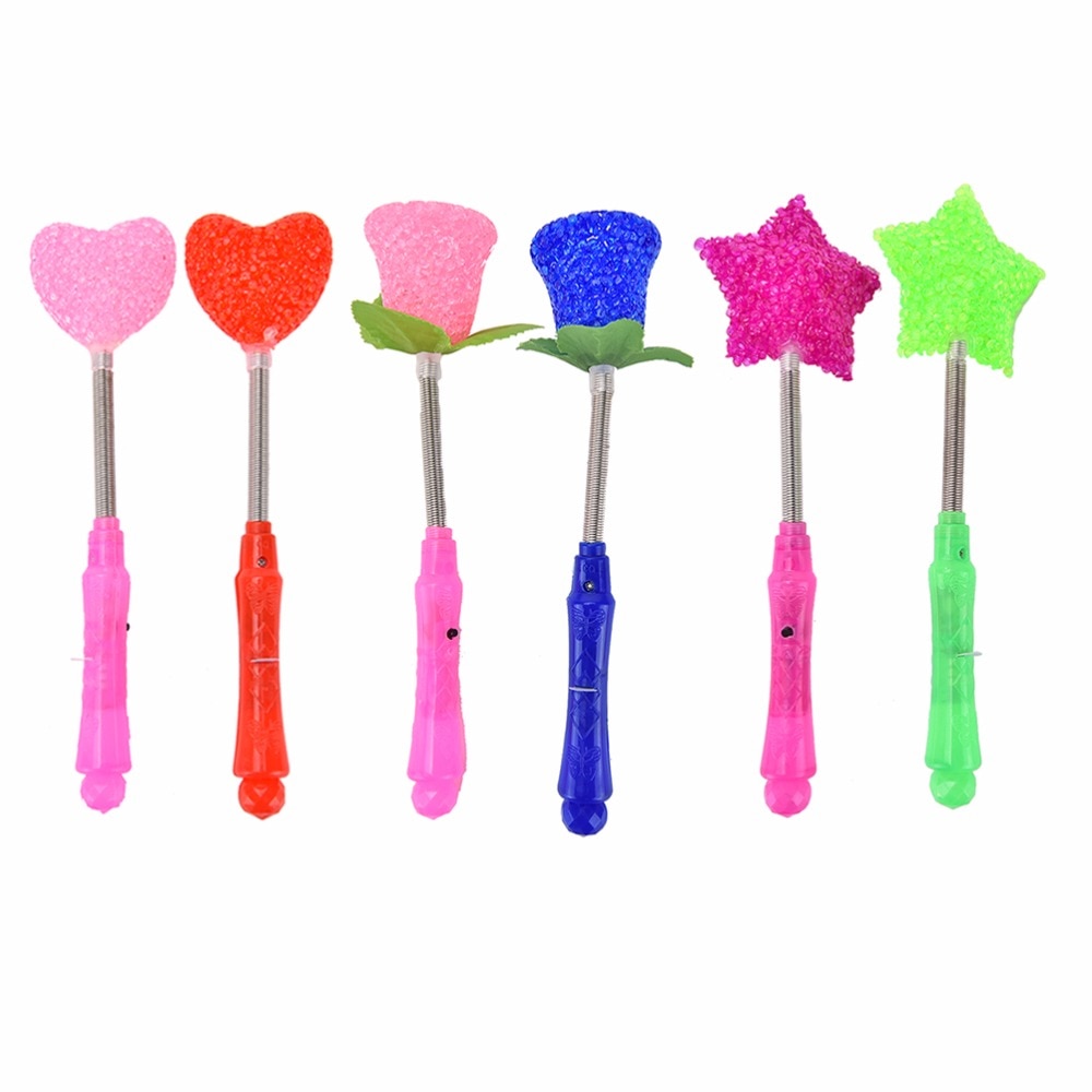colorato Magia Del Cuore della Rosa stella Disegno portato stella Bacchetta Luci Lampeggianti Bagliore Spiedi Festa di Natale di Halloween stella Del Cuore Del Fiore spiedi