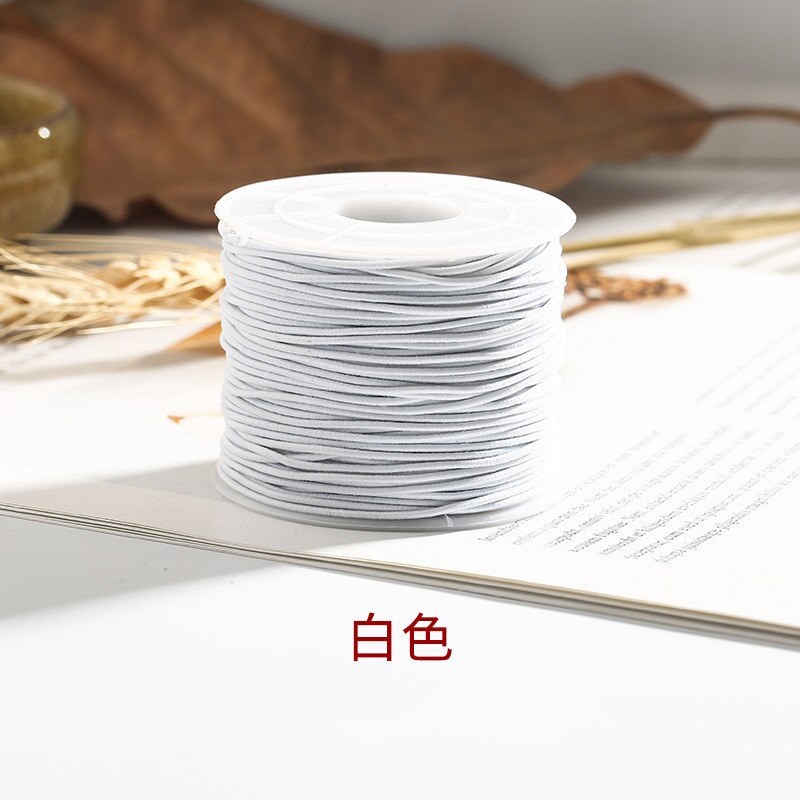 1mm 50M/Roll White Black Round Elastic Band Tape Handmade Braid Bead Necklace Bracelet String Cord Rubber Stitching Ribbon Rope