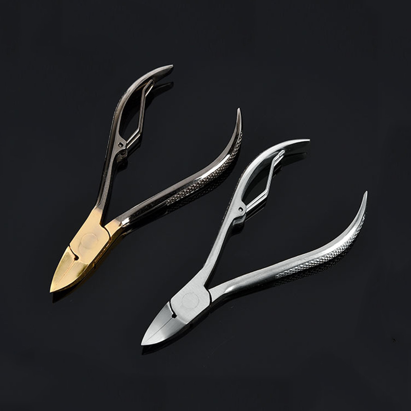 Herramientas profesionales para uñas, cortaúñas de acero inoxidable, tijeras afiladas, eliminador de piel muerta, herramienta de manicura artística para uñas, oro y plata, 1 ud.