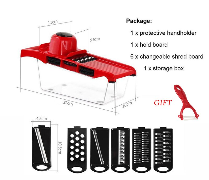 For Vip Multifunctional Vegetable Fruit Cutter Slicer Grater Shredders Kitchen Accessories And Gadgets: Red Style 2
