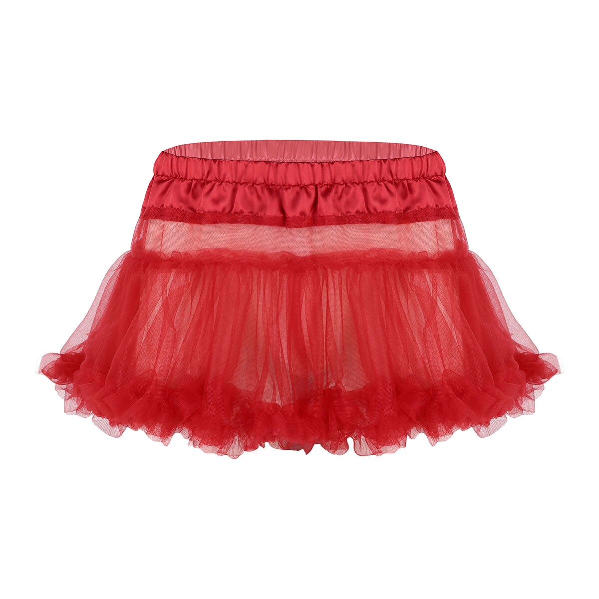 Sissy – jupe courte en Tulle doux à volants pour homme, Lingerie unisexe, vêtements de maison, Mini jupe Tutu, tenue Gay, jeu de rôle: Red