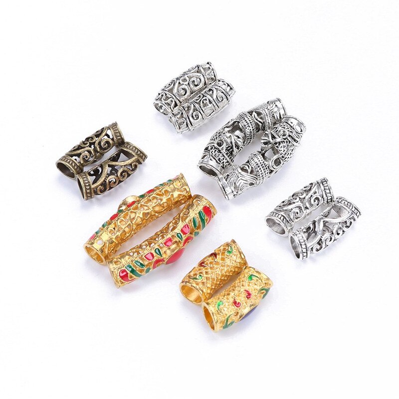 12 stk/sæt dreadlocks smykker dreadlocks perler 6 stil skæg fletringe diy tibetansk stil sølv fletning dekorationer