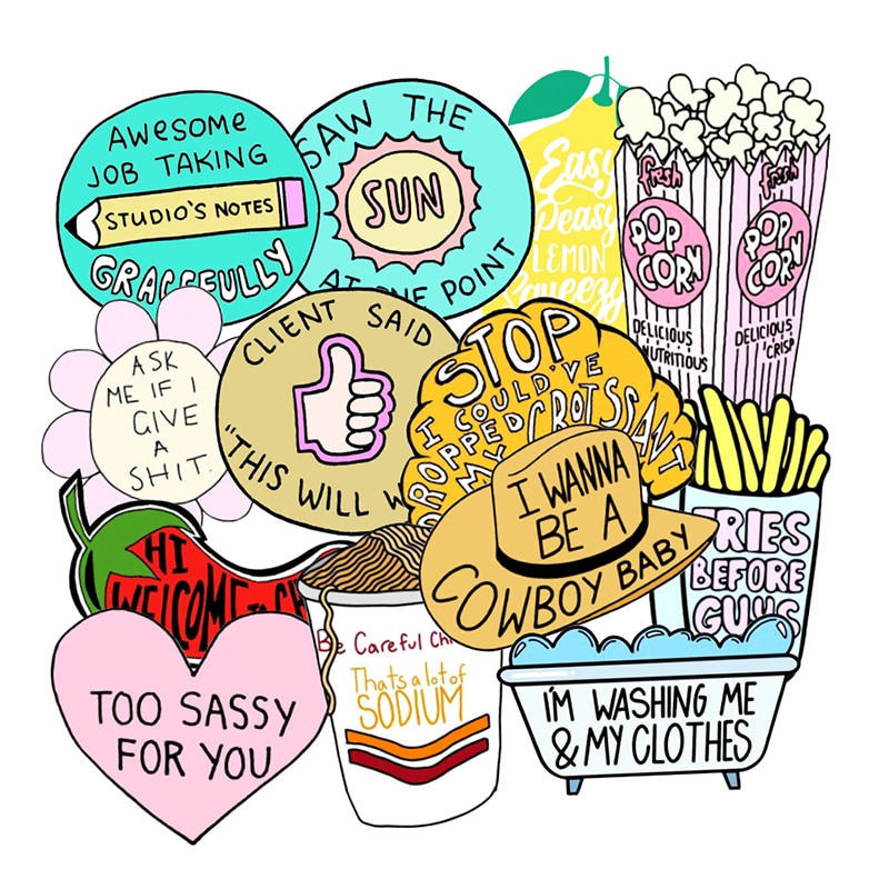 50PCS/Set Vine English Sticker Waterproof Decals On Guitar Suitcase Laptop PC Phone Fridge Luggage Motorcycle Car Cool Stickers